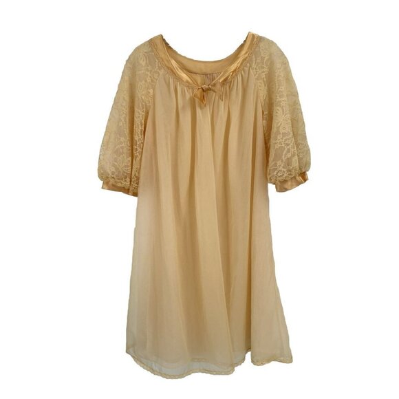 Vintage 1960s Vanity Fair Lace Night Gown Sz Small - Picture 1 of 7